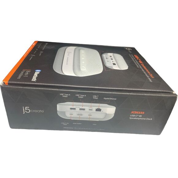 USB‑C Hub 8‑in‑1 4K Dock with Speakerphone, Ethernet, PD – j5create JCDS335 New - Picture 6 of 10